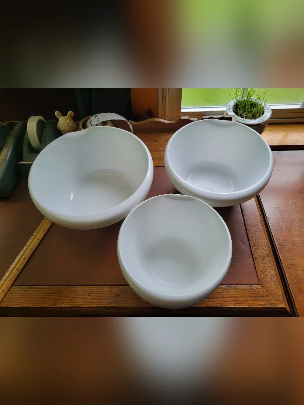 3 White Nesting Mixing Bowls Made In USA